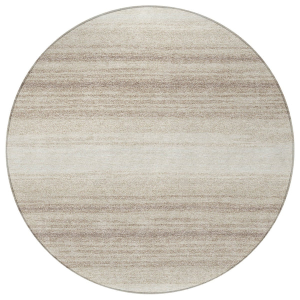 Homeroots 3' Brown And Beige Abstract Washable Area Rug For Indoor And Outdoor Use – Durable And Stylish 8' Round Polyester 599972
