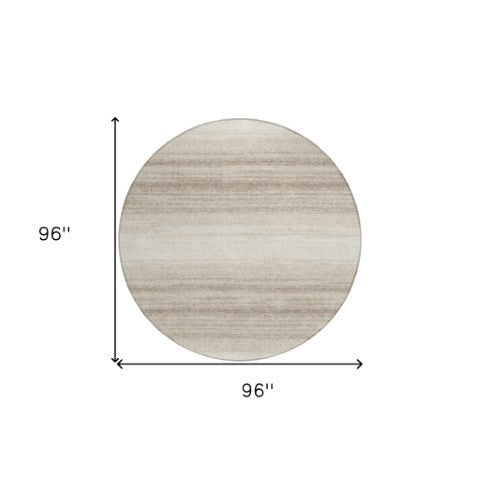 Homeroots 3' Brown And Beige Abstract Washable Area Rug For Indoor And Outdoor Use – Durable And Stylish 8' Round Polyester 599972