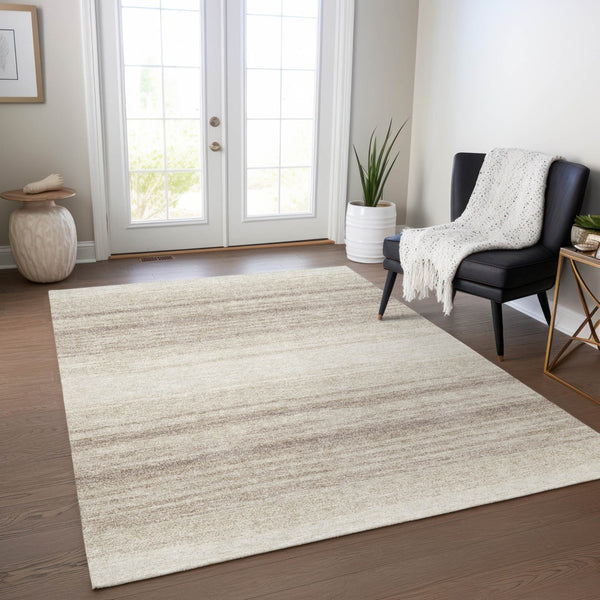 Homeroots 3' Brown And Beige Abstract Washable Area Rug For Indoor And Outdoor Use – Durable And Stylish 8' X 10' Polyester 599973