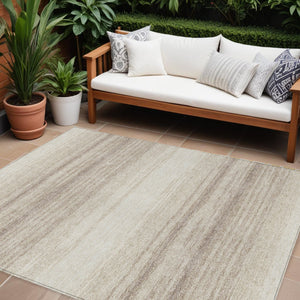 Homeroots 3' Brown And Beige Abstract Washable Area Rug For Indoor And Outdoor Use – Durable And Stylish 10' X 14' Polyester 599975