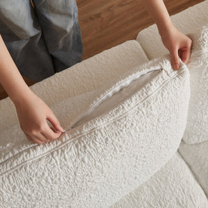 English Elm 110" Cloud Sectional Sofa Modular L-Shape with Ottoman, Chenille Fabric, Deep Seats, 7 Pillows Included White W1359S00017