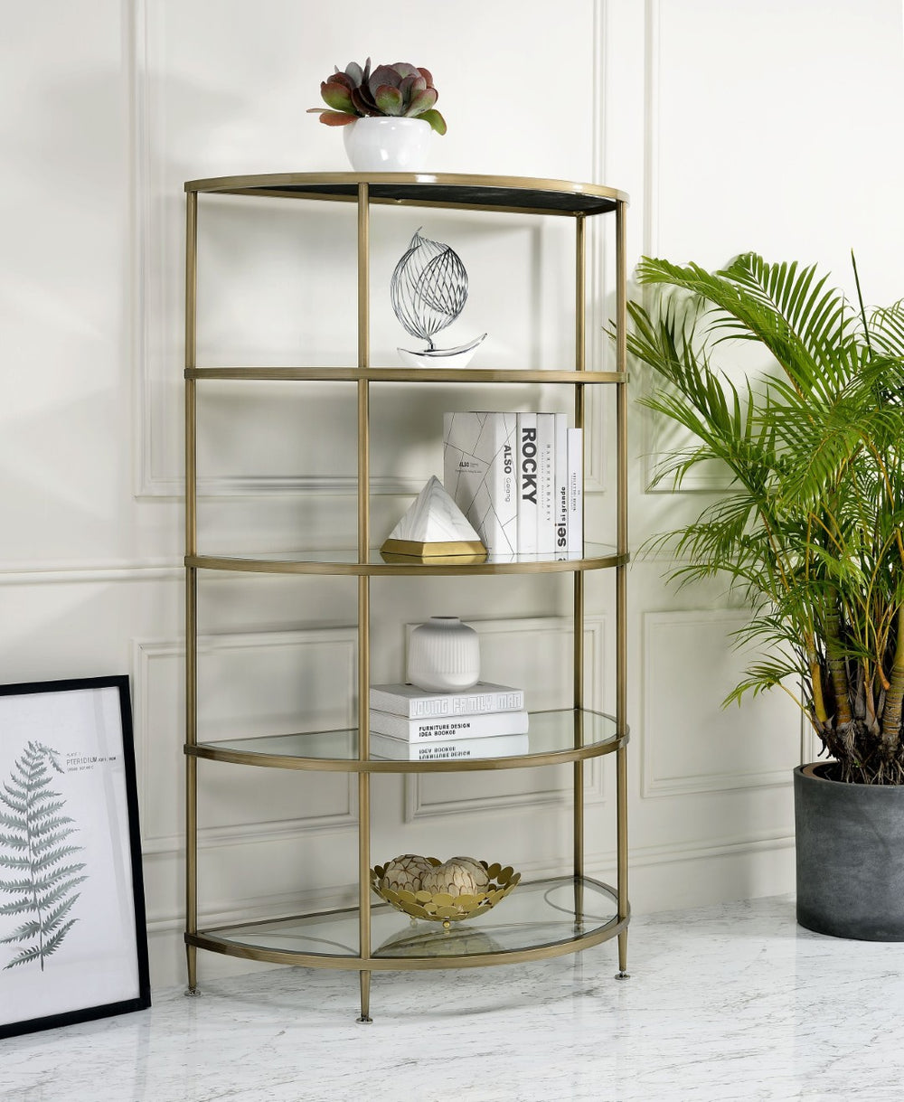 English Elm Aditya Five Tier Semicircle Mirrored Glass Shelf Unit for Entryway or Living Room B2726P448764