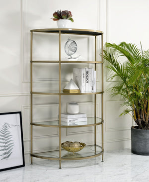 English Elm Aditya Five Tier Semicircle Mirrored Glass Shelf Unit for Entryway or Living Room B2726P448764