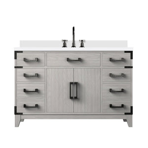 English Elm White Oak 48" Single Bath Vanity With White Quartz Top & Polished Chrome Faucet For Elegant Storage B2731P259837-GIGA