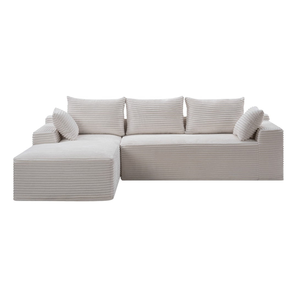 English Elm 106.3" Jumbo Corduroy L-shaped Sectional Deep Seat Sofa No Assembly Living Room W5515S00039