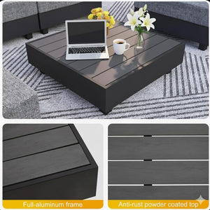 English Elm 5-piece Modular Outdoor Aluminum Sectional with Olefin Cushions and Square Coffee Table B082S00082