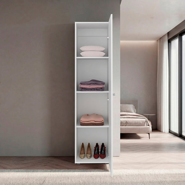 English Elm White Slim Particleboard Storage Cabinet with Four Shelves for Small Bedroom or Hallway B062P483769