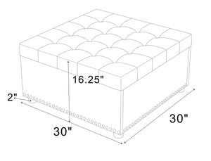 English Elm Tufted Linen Square Ottoman with Lift Top Storage Nailhead Trim Living Room B2748P488877