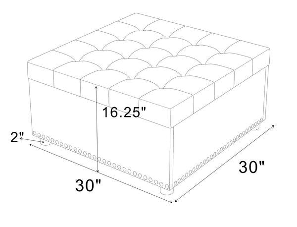 English Elm Tufted Linen Square Ottoman with Lift Top Storage Nailhead Trim Living Room B2748P488877