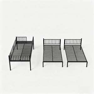 English Elm Triple Bunk Bed Steel Frame Sleeps Three Kids with Noise Reduced Powder Coated Design W3752S00003
