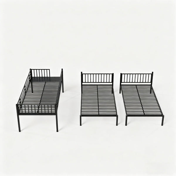 English Elm Triple Bunk Bed Steel Frame Sleeps Three Kids with Noise Reduced Powder Coated Design W3752S00003