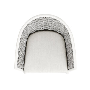 English Elm Jennifer Taylor Home - Rowan Optic White 24" Rope Barrel Back Patio Chairs Set of 2 with Reversible Cushion, Weatherproof Acrylic and Powder-Coated Aluminum Finish B2719P245966