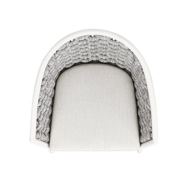 English Elm Jennifer Taylor Home - Rowan Optic White 24" Rope Barrel Back Patio Chairs Set of 2 with Reversible Cushion, Weatherproof Acrylic and Powder-Coated Aluminum Finish B2719P245966