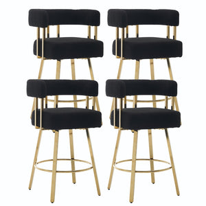 English Elm Ts Teddy Fleece Accent Chair Set of Two with Gold Square Legs for Glam Modern Spaces Black+Gold W2311P412749
