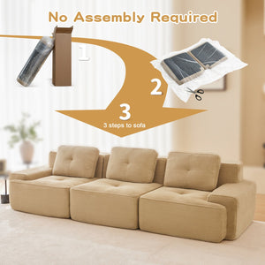 English Elm 117" Modern Modular Sectional Sofa - Stylish Camel Corduroy, Deep Seating, No Assembly, Customizable Comfort W714S01467