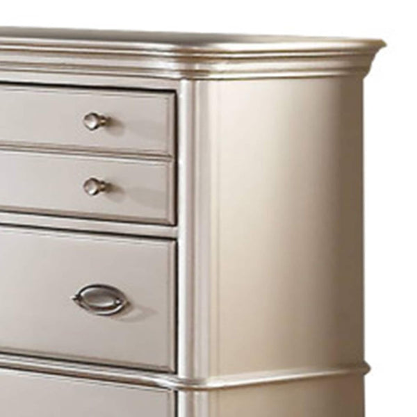 English Elm Classic Six Drawer Dresser Satin Silver Finish Antique Inspired Bedroom Storage B011P494287