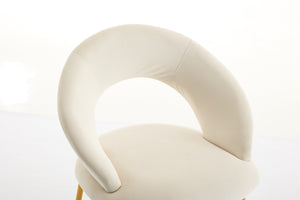 English Elm 061-Set Of 1 Elegant White Velvet Dining Chair With Curved Backrest & Luxe Gold Metal Legs For Style W527P255475