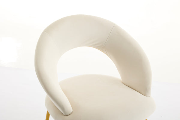 English Elm 061-Set Of 1 Elegant White Velvet Dining Chair With Curved Backrest & Luxe Gold Metal Legs For Style W527P255475