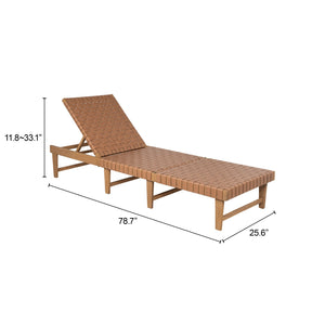 Zuo Modern Breath Chaise Lounge Brown - Modern Acacia Wood & Synthetic Rattan For Elegant Indoor Relaxation Brown Solid Acacia Wood,100% Polyethylene 704162-zuo-modern
