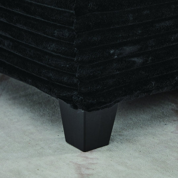 English Elm Corduroy Plush U-Shaped Sectional Sofa with Storage Ottoman, Pet-Friendly Durable Modular Comfort Black W2915S00063