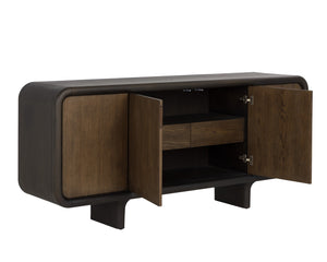 Sunpan Pascoe Sideboard - Elegant Oak Wood Design With Rounded Silhouette & Ample Storage For Your Home Brown Wood 112036