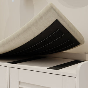 English Elm 28.74"Shoe Storage Bench with Cushion, 2-Door Louver Cabinet, Adjustable Shelves, Breathable Seat W2948P244736