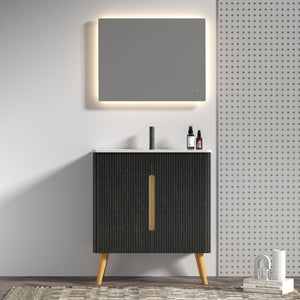 English Elm Cc0430f308 Etna Freestanding Bathroom Vanity Handleless Oak Cabinet Modern Bath W1865P330155