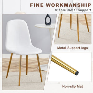 English Elm Table and Chair Set Adjustable Height Mdf Wood Grain Top with Four Linen Dining Chairs Golden+White W1151S03784
