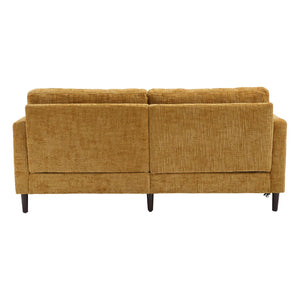 English Elm Modern chenille 2-seater sofa with LED lighting, USB charging, storage pocket, sturdy wood legs Mustard yellow W395P318542