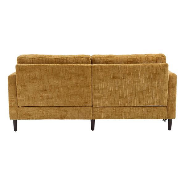 English Elm Modern chenille 2-seater sofa with LED lighting, USB charging, storage pocket, sturdy wood legs Mustard yellow W395P318542