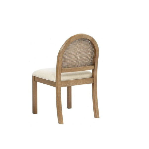 English Elm Set of 2 Rattan Back Dining Chairs Upholstered Seats Solid Wood Legs Farmhouse B011P474551
