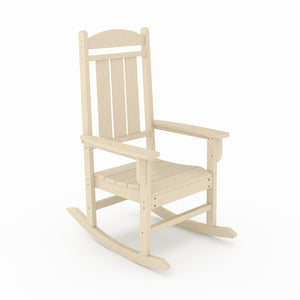 English Elm Beige Hdpe Poly Lumber Porch Rocking Chair with High Back for Outdoor Patio Use Beige B195P198775