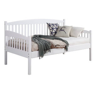 English Elm White Twin Daybed with Slatted Back, 13-Slat Support System, 12" Clearance, Pine Frame, Minimalist Elegance B062S00451