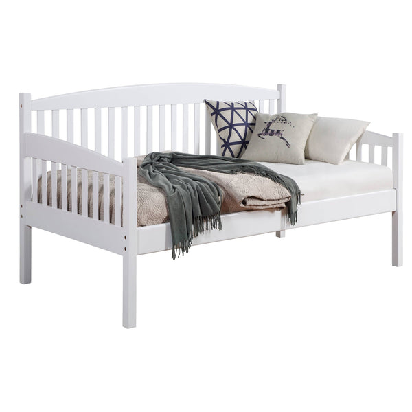 English Elm White Twin Daybed with Slatted Back, 13-Slat Support System, 12" Clearance, Pine Frame, Minimalist Elegance B062S00451