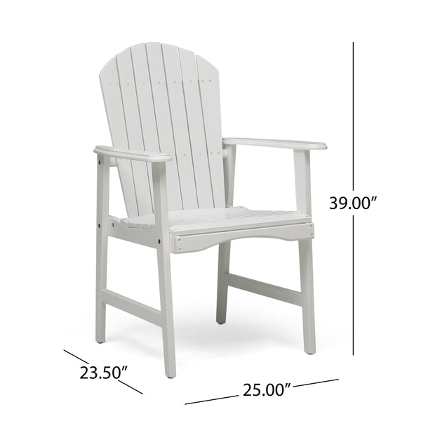 English Elm Christopher Knight Home® - Outdoor Acacia Wood Adirondack Dining Chairs Set of 2 — Weather-Resistant Patio Armchairs with Rustic Charm and Comfort White 64844.00WHI
