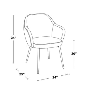English Elm Dining Chair Set of 2 Velvet Upholstered Tapered Metal Legs Contemporary Style Light Blue B202P471289