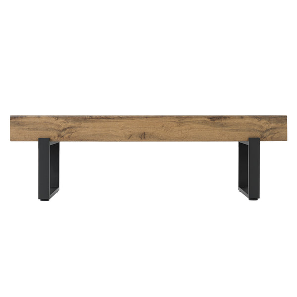 English Elm Upholstered Bench with Thick 5.5" MDF Top, Heavy-Duty Metal Legs, 550LB Capacity, Versatile Seating Natural Wood Wash N752P374152N