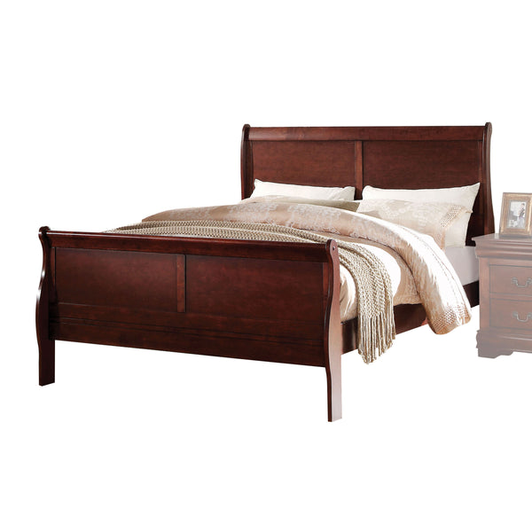 English Elm Cherry Sleigh Twin Bed with Casegood Drawer, Antique Brass Handles, Solid Pine Vintage Charm, Box Spring Required B062S00535