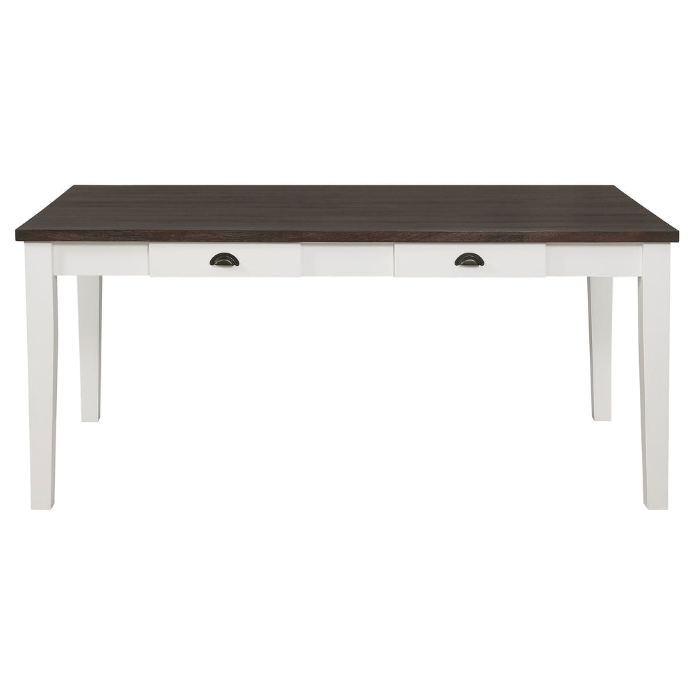 English Elm Preston Farmhouse Dining Table with 2 Smooth-Glide Drawers, Distressed White & Brown Top, 72" B062P350425