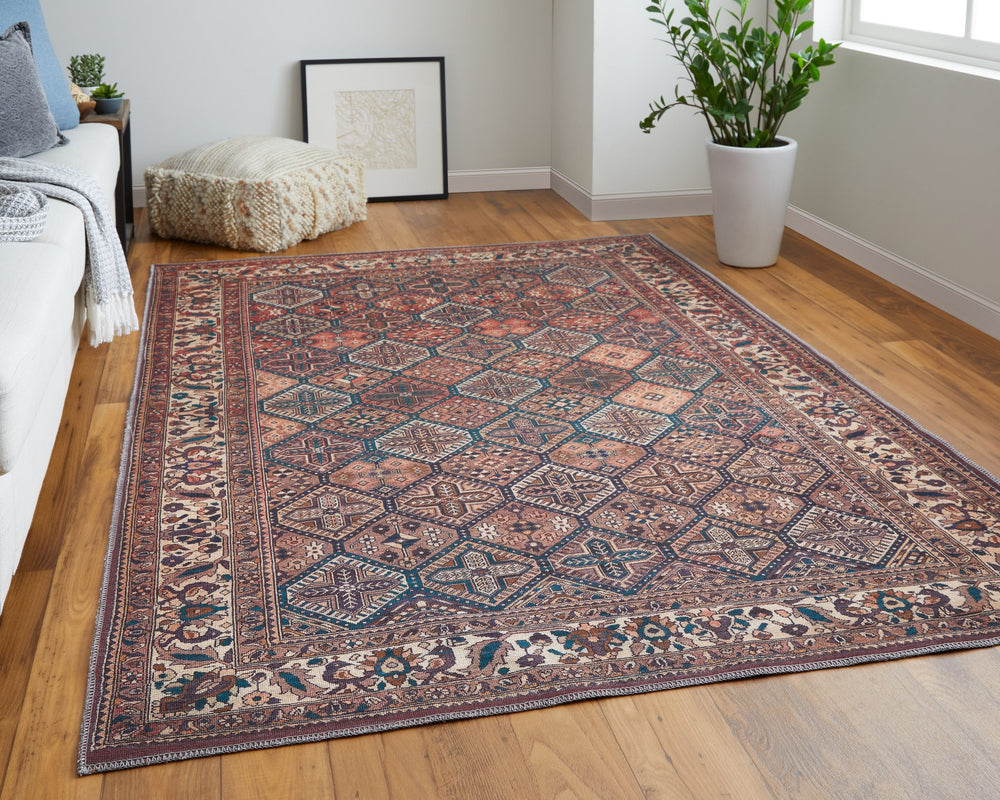 Feizy Rugs Rawlins Vintage-inspired Machine Made Polyester Oriental Rug - Antique Design For Modern Spaces Brown,Red,Ivory Polyester Rln39hkftanmltg21