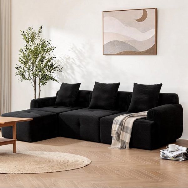 English Elm Sectional Cloud Sofa with Fuzzy Foam Cushions Deep Sink Comfort for Living Rooms W5385P446001