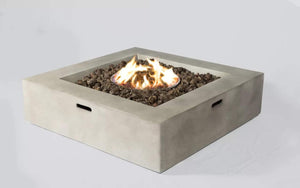 English Elm 12" Concrete Outdoor Fire Pit Table Natural/Grey — Push-Button Ignition, Lava Rock, Propane/Natural B120P204583