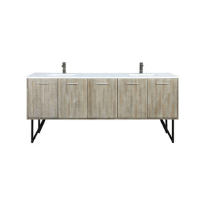 English Elm Rustic Acacia Double Bath Vanity With White Quartz Top & Gun Metal Faucet - 80" W X 20" D Charm B2731P259651-GIGA