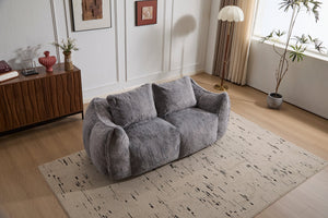 English Elm Giant Ultra Soft Fluffy Loveseat Bean Bag Sofa for Adults, Oversized Shredded Foam Couch with Pillows Grey W3723P353893