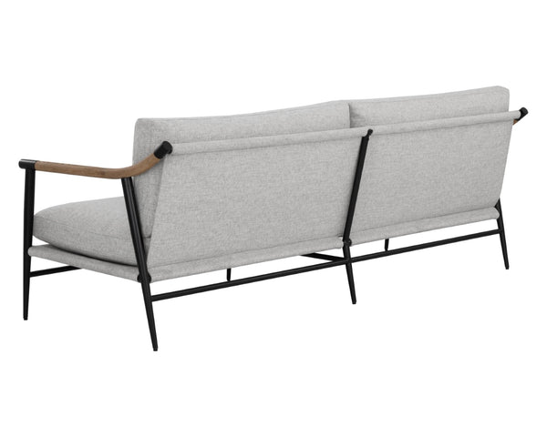 Sunpan MEADOW Sofa - Stylish Mid-Century Modern in Vault Fog with Durable Performance Fabric & Oak Armrests 110822