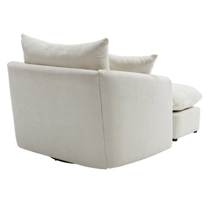 English Elm 360° 360 Swivel Oversized Chenille Armchair with Pocket Spring Seat and Three Throw Pillows Beige W1361S00094