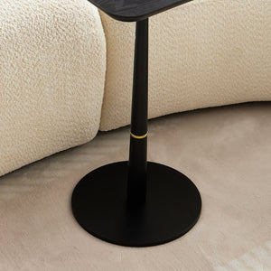 English Elm MDF Round Tea Table with Metal Feet, Modern Black Accent for Living Room, Dining & Lounge 21.5"x18" W2085P241112