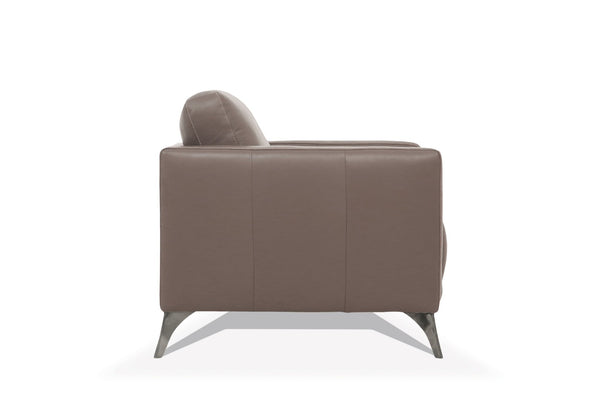 English Elm Malaga Italian Top Grain Leather Sofa with Track Arms and Chrome Legs for Modern Living Taupe B2726P496929