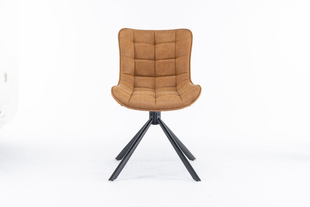 English Elm Mid-Century Modern Swivel Accent Chair Set Of 2 - Stylish, Durable Faux Leather Dining Chairs, Brown T3903P405996