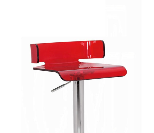 English Elm Adjustable Acrylic Swivel Bar Stool with Small Back and Gas Lift Height Control for Modern Kitchens Chrome,Red 18 L x 18.5 W x 10 H B2741P326636